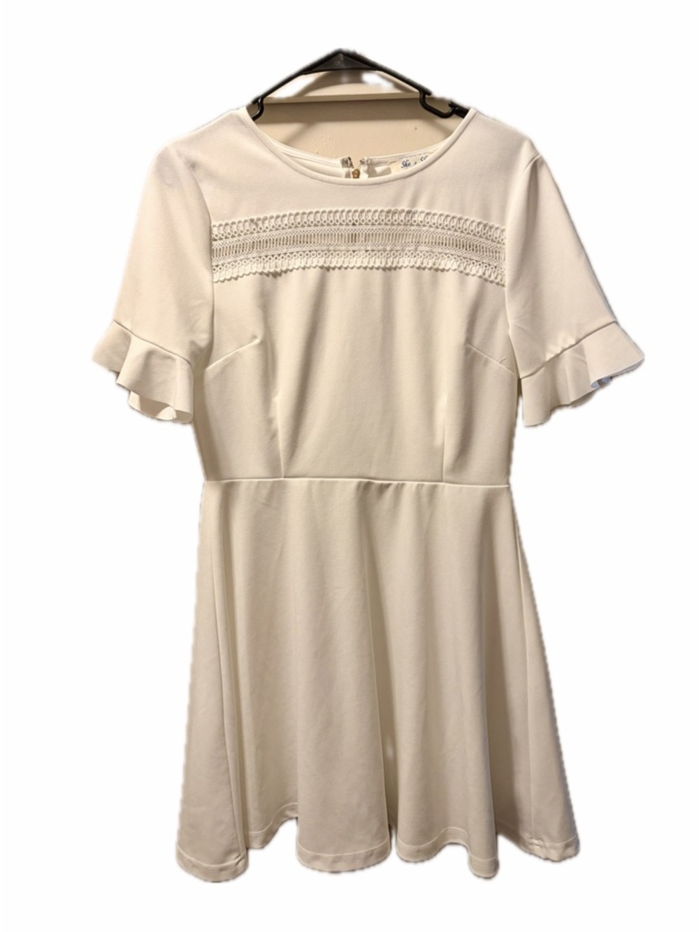 She + Sky White Lace Yoke Knit Dress